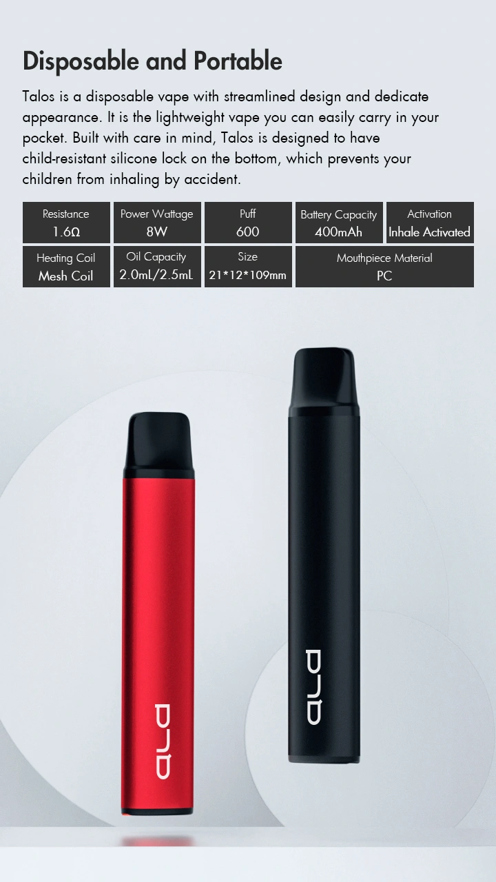 TALOS - TPD Compliant, Child-Resistant Disposable Vape AH2105